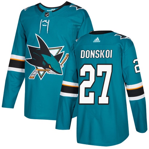 Adidas Men San Jose Sharks #27 Joonas Donskoi Teal Home Authentic Stitched NHL Jersey->san jose sharks->NHL Jersey